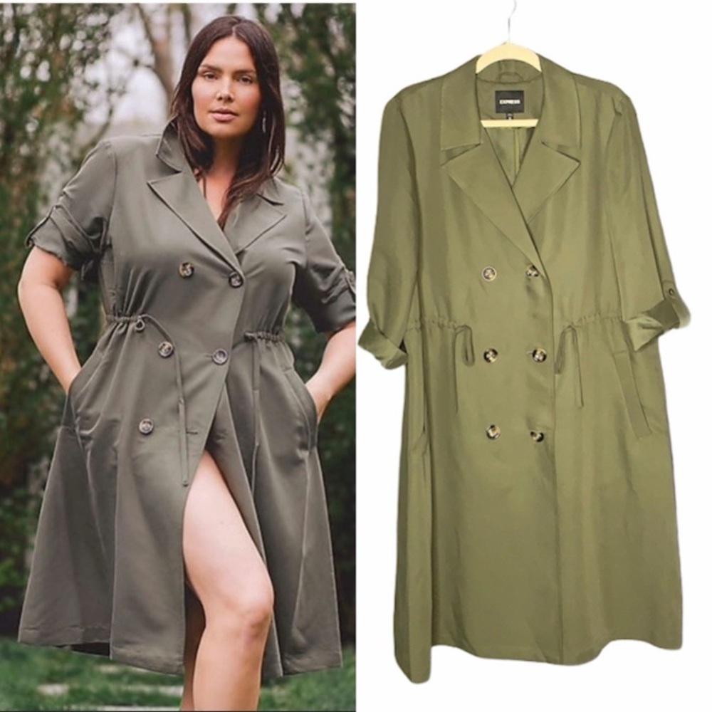 NWOT Express Soft Cinched Double Breasted Trench